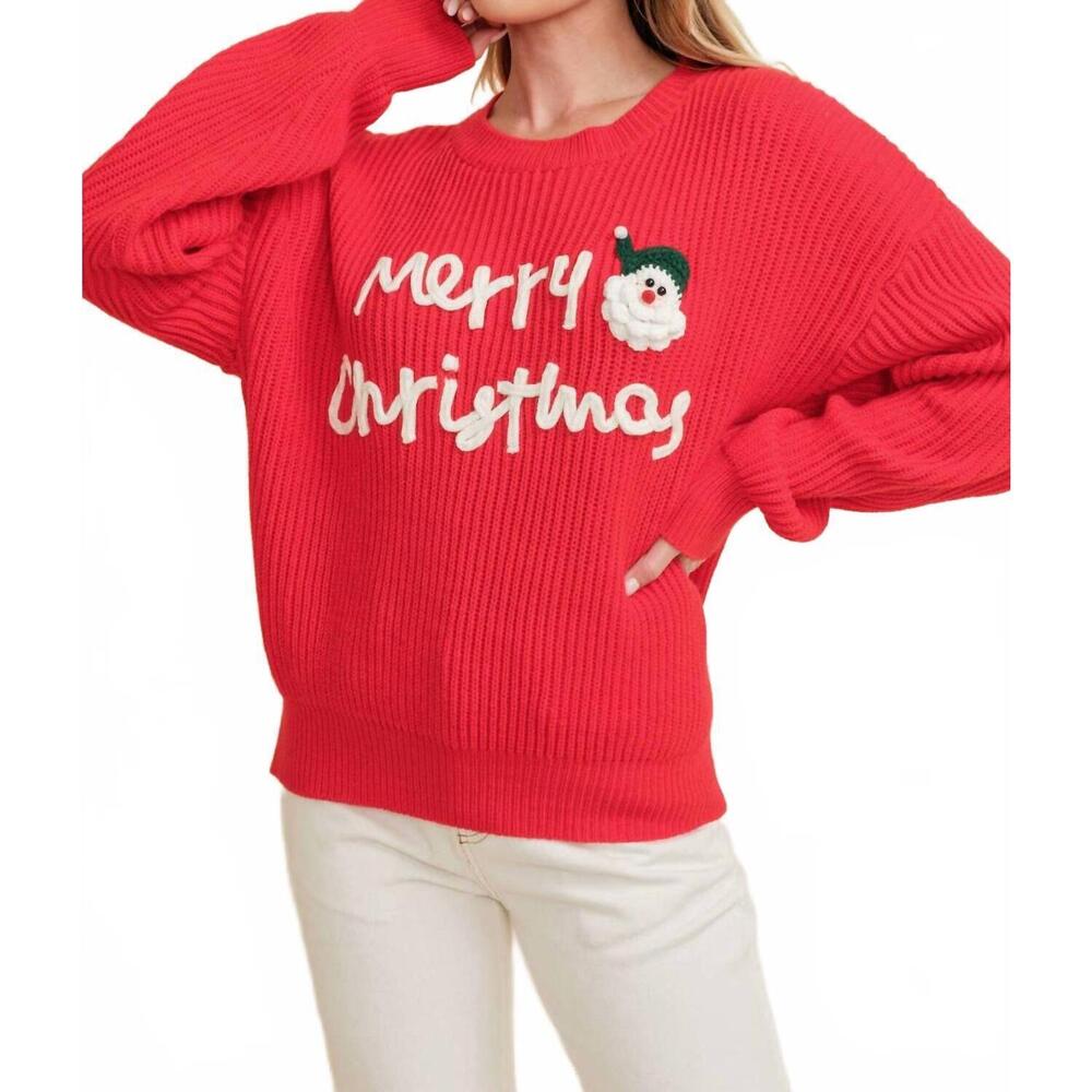 NEW CLOUD TEN merry christmas crewneck sweater in red